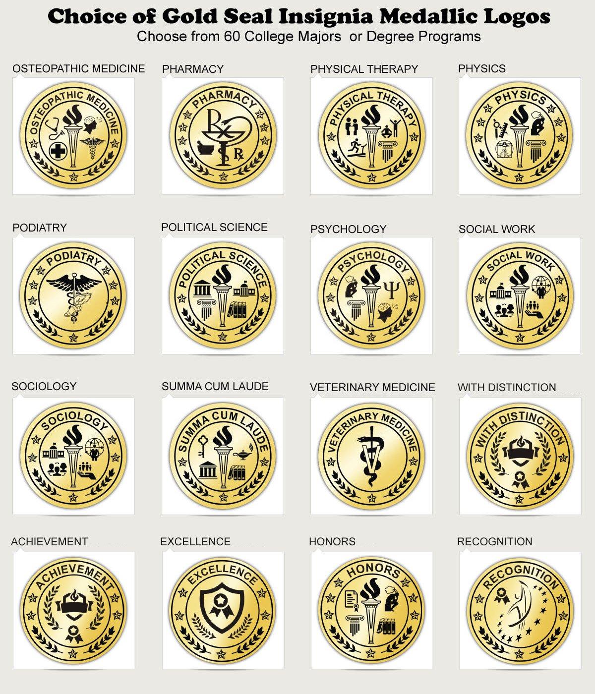 AllGiftFrames AllGiftFrames Double Two Certificate Frame Gold Seal Insignia Logo Dual Diploma College University Certificate Document Wood Glossy Majestic Black with Gold Accents Black Matted