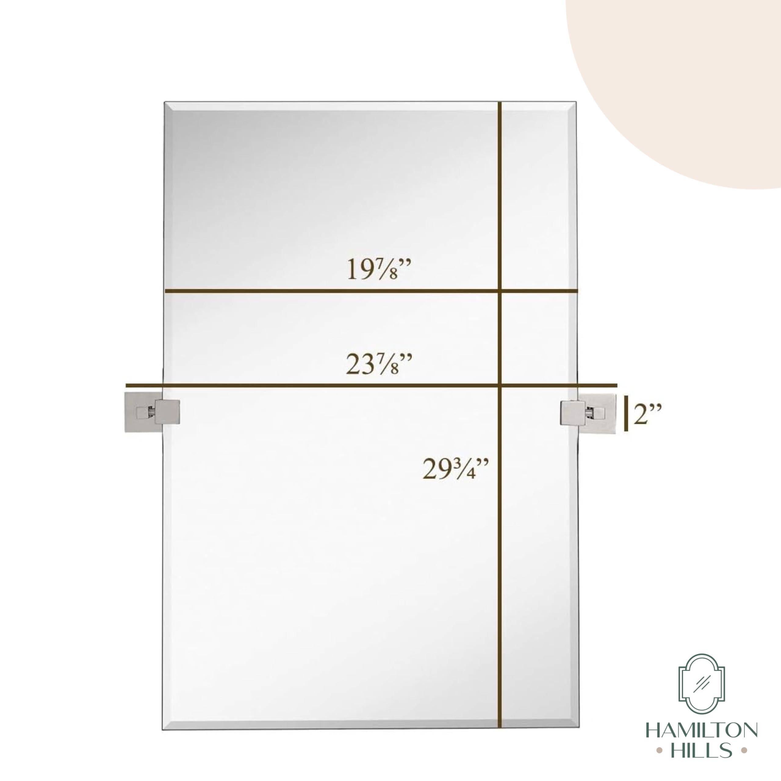 Hamilton Hills Hamilton Hills Large Squared Modern Pivot Rectangle Mirror with Polished Chrome Wall Anchors | Silver Backed Adjustable Moving & Tilting Wall Mirror | 20" x 30" Inches