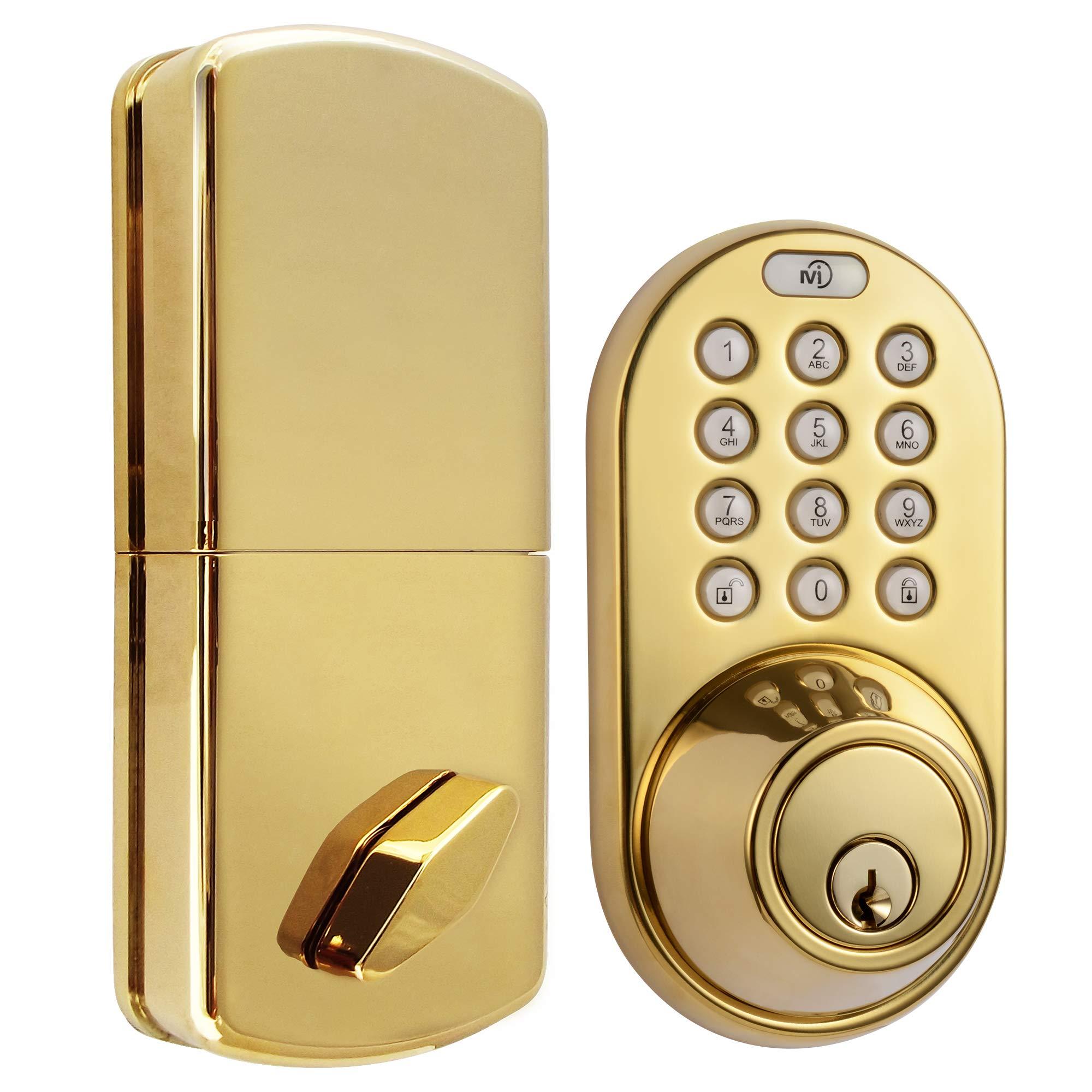 MiLocks MiLocks TF-02P Digital Deadbolt Door Lock with Electronic Keypad for Exterior Doors, Polished Brass