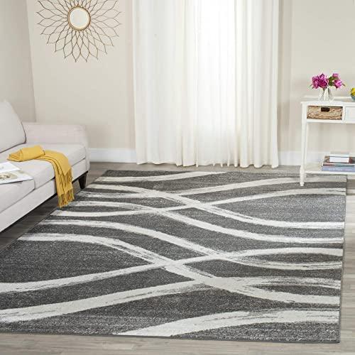 Safavieh SAFAVIEH Adirondack Collection Area Rug - 8\' x 10\', Grey & Cream, Modern Wave Distressed Design, Non-Shedding & Easy Care, Ideal for High Traffic Areas in Living Room, Bedroom (ADR125B)