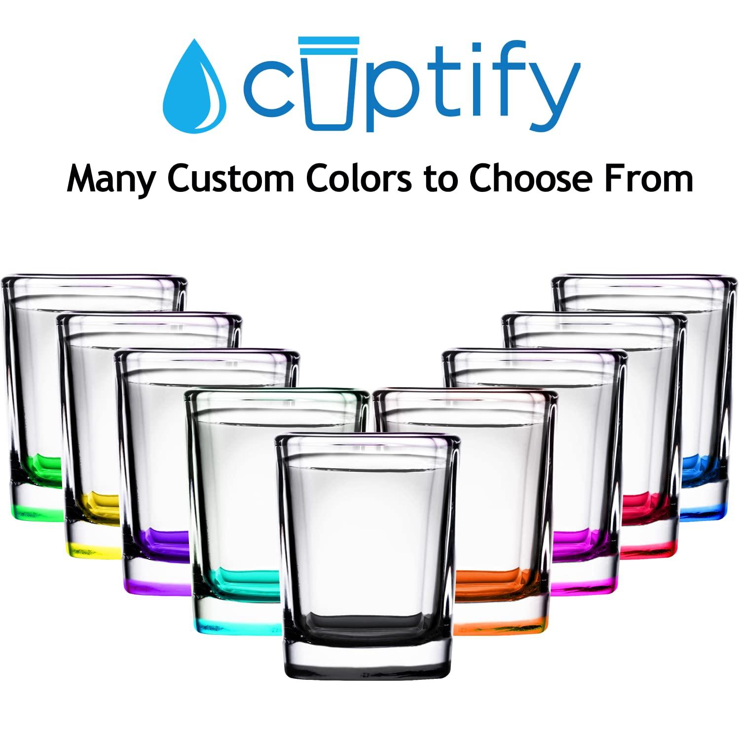 Cuptify Cuptify Dad Glass 2oz Purple Colored Square Shot Glasses Set of 2 Etched Party Favors Cool Birthday Gifts for Men, Him, Fathers Day