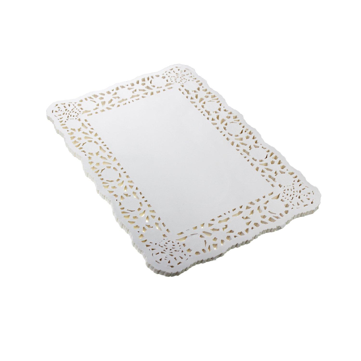 LJY LJY 100 Pieces White Lace Rectangle Paper Doilies Cake Packaging Pads Wedding Tableware Decoration (10.5" x 14.5")