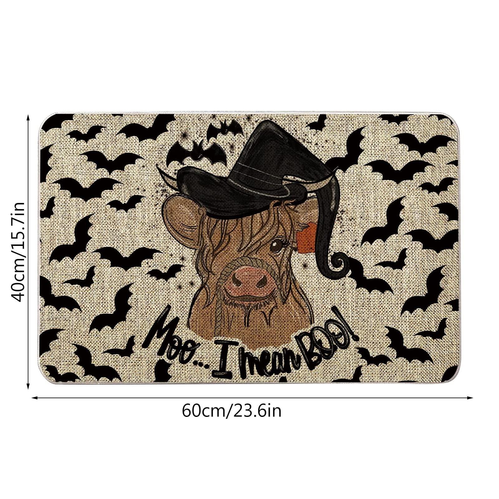 skeleton outdoor mat Generic Halloween Welcome Mat Outdoor Waterproof Doormat Entrance Outdoor Indoor Door Mat Horror Fall Door Rugs for Entryways Autumn Decorations for Kitchen Room Decor Retirement Gift for Woman