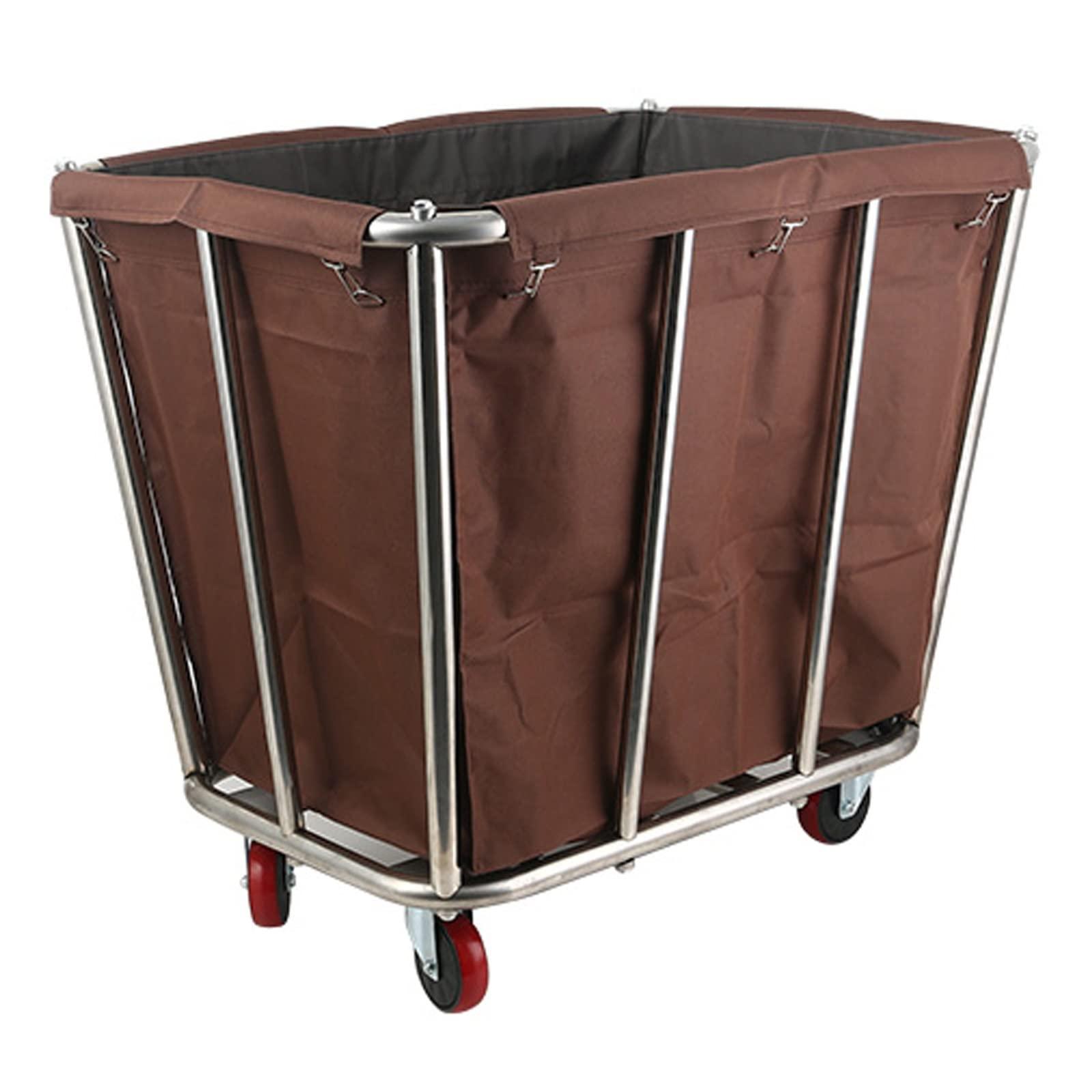 Easyars Rolling Laundry Basket with 4in Heavy Duty wheels,Dirty Linen Storage Hampers Trolley Material Handling Service Carts For Business Industrial Laundry Room ( Color : Brown , Shape : Taper 10 risers )