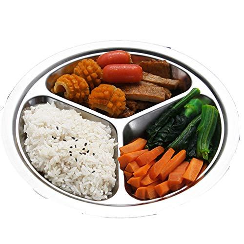 TEERFU TEERFU Stainless Steel Divided Plate Set: 3 Section Set of 2 Serving Trays Great for Camping,Lunch and Dinner Plates