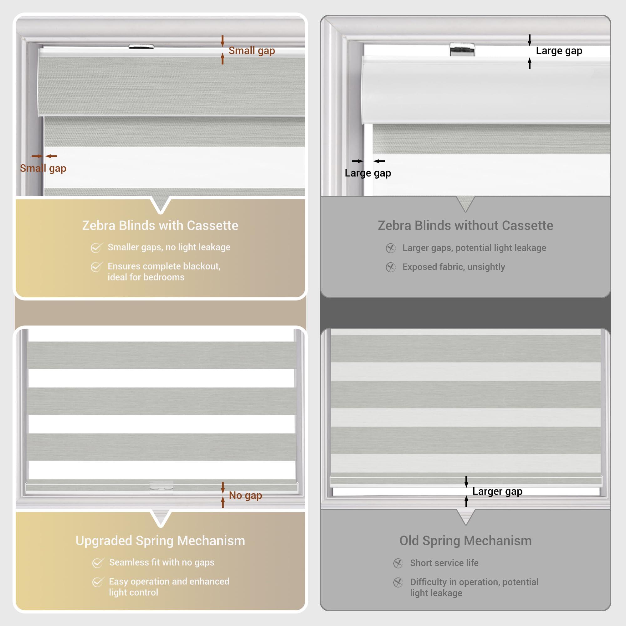 HOTSOON Hotsoon Cordless Zebra Blinds for Window Blackout Zebra Roller Blind with Thermal Insulation,Uv and Privacy Protection,Easy to Install Zebra Shade for Indoor Window, Dark Brown, 43" W x 36" H