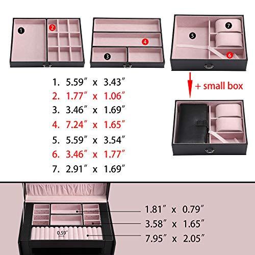 Kendal Black Leather Jewelry Box Travel Case and Lock