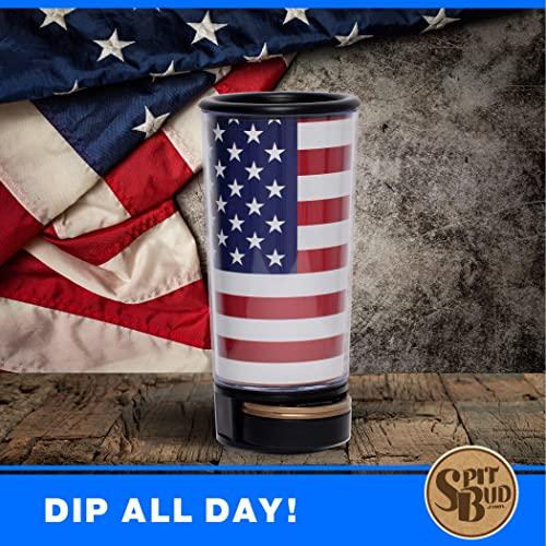 Spit Bud Spit Bud Portable Spittoon Bottle - Cupholder Friendly - Spill Resistant - Built in Can Opener and Holder - USA Flag by Spit Bud