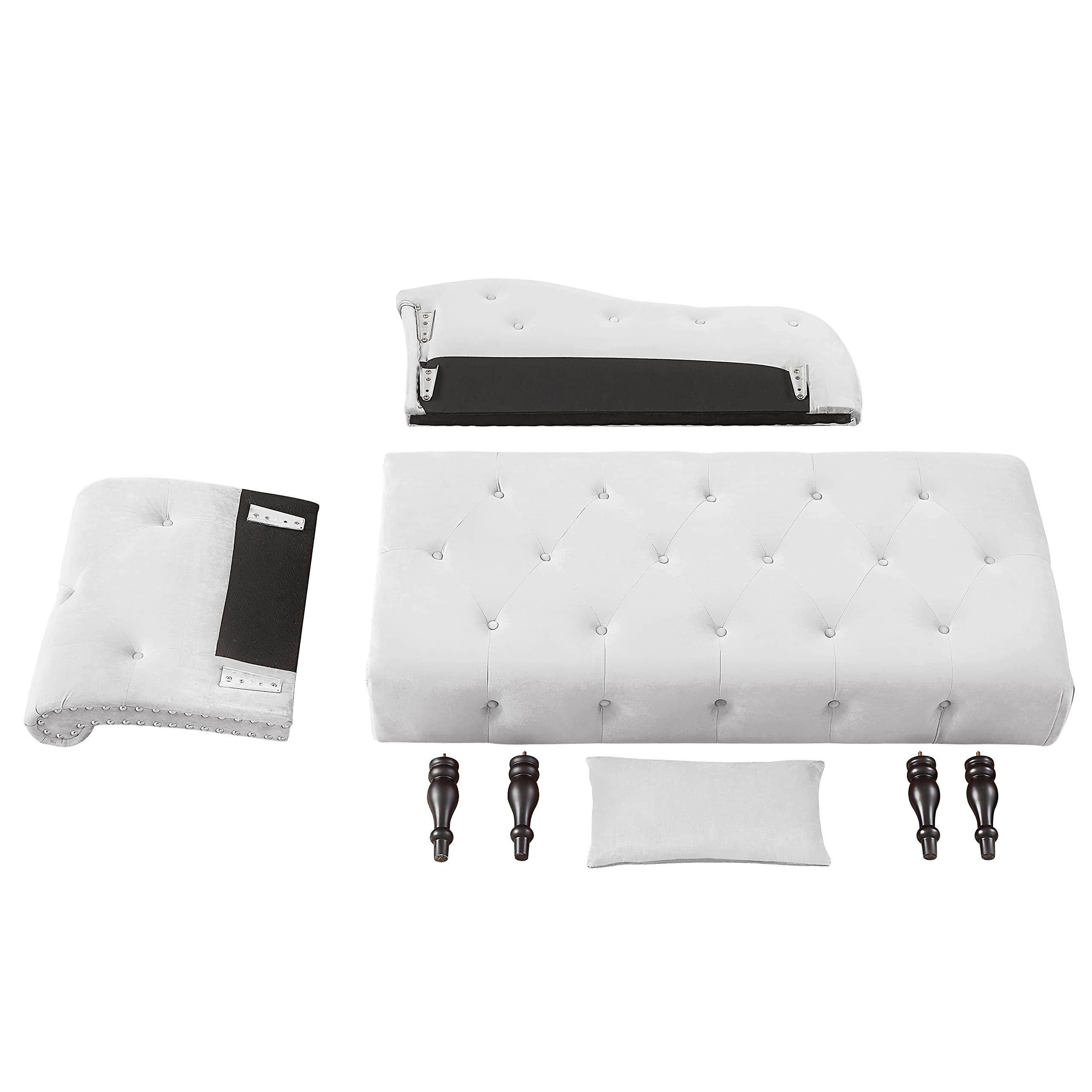 HomSof HomSof Modern Armless Chaise Lounge Indoor Chair with Solid Wood Legs