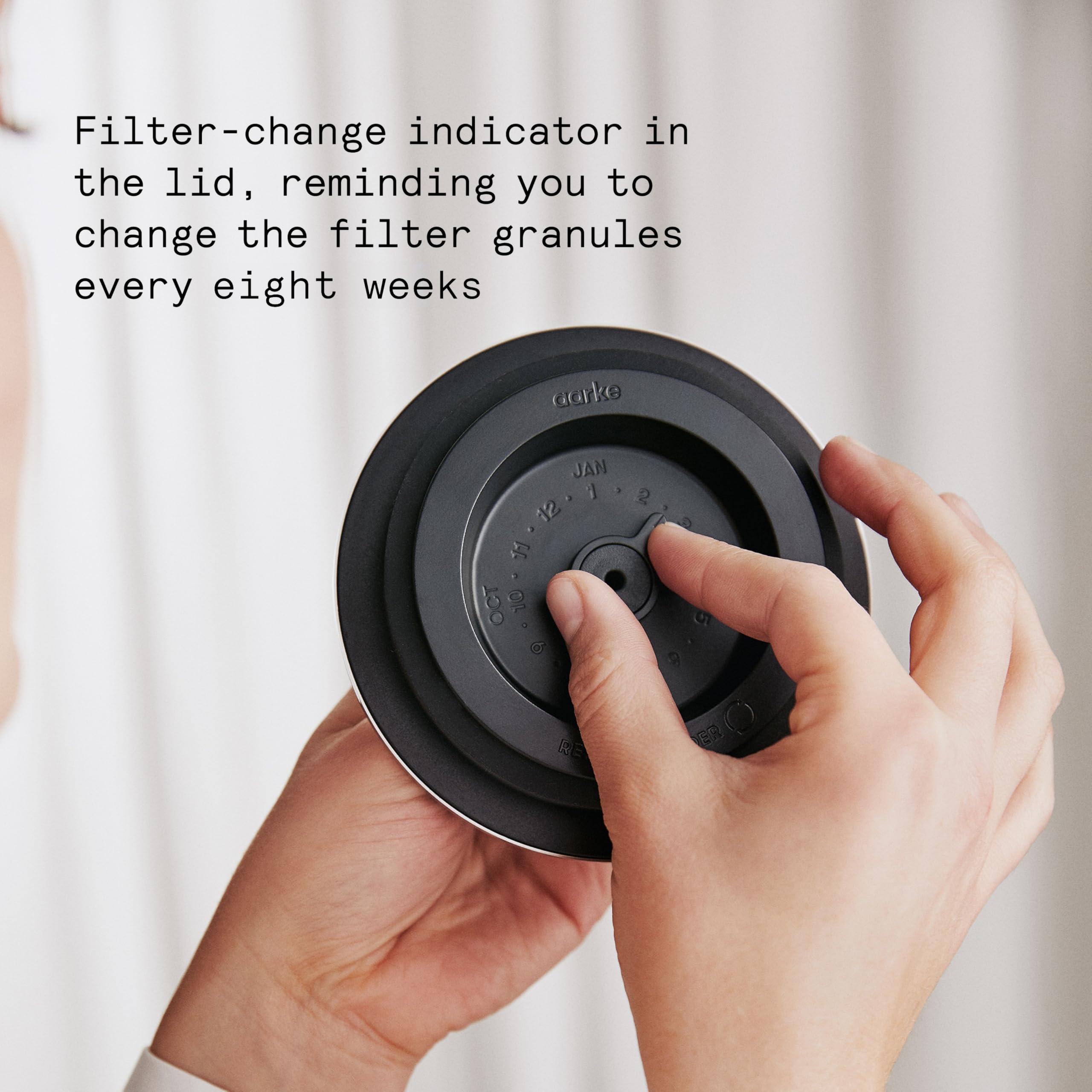 aarke aarke Purifier Glass Water Pitcher, Refillable Stainless Steel Filter, 8-Weeks Performance, BPA-Free, Dishwasher Safe, Pure & Enriched Refill Granules, 1.18L (5 Cups) Capacity