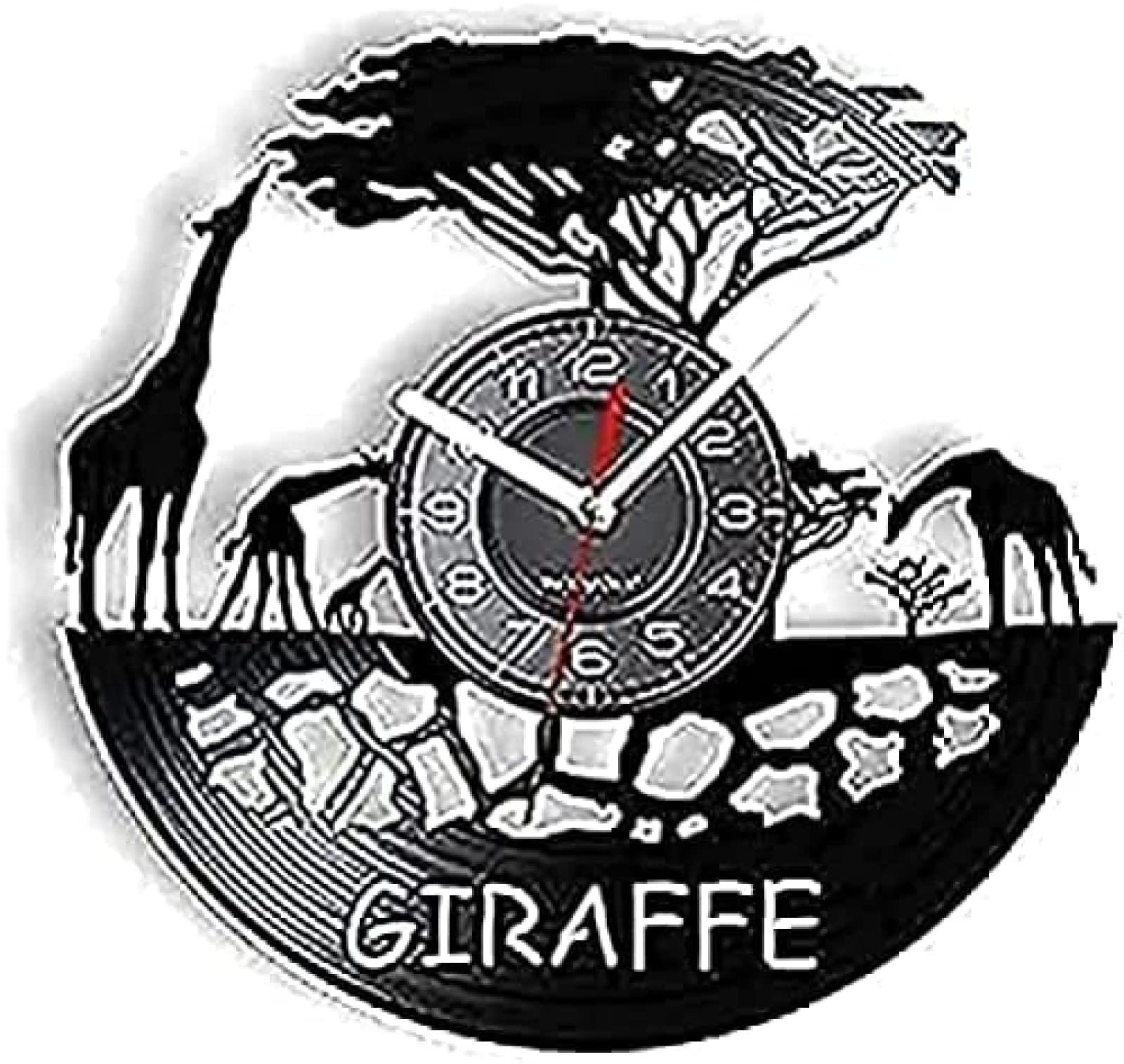 LKCLOCK Wall Clock Battery Operated Silent Non-Ticking 12 Inch Vinyl Record Art Zoo Vinyl Record Nursery Crafts Clock