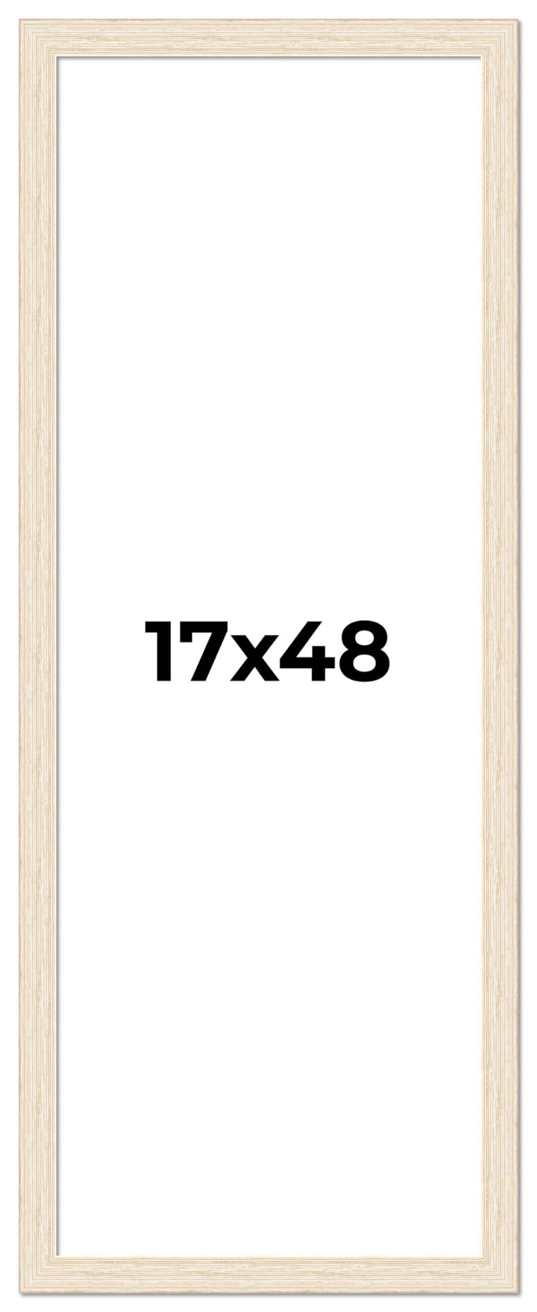 CountryArtHouse 17x48 Frame White Barnwood Picture Frame - Modern Photo Frame Includes UV Acrylic Shatter Guard Front, Acid Free Foam Backing Board, Hanging Hardware Wood Wall Frames for Family Photos - no Mat