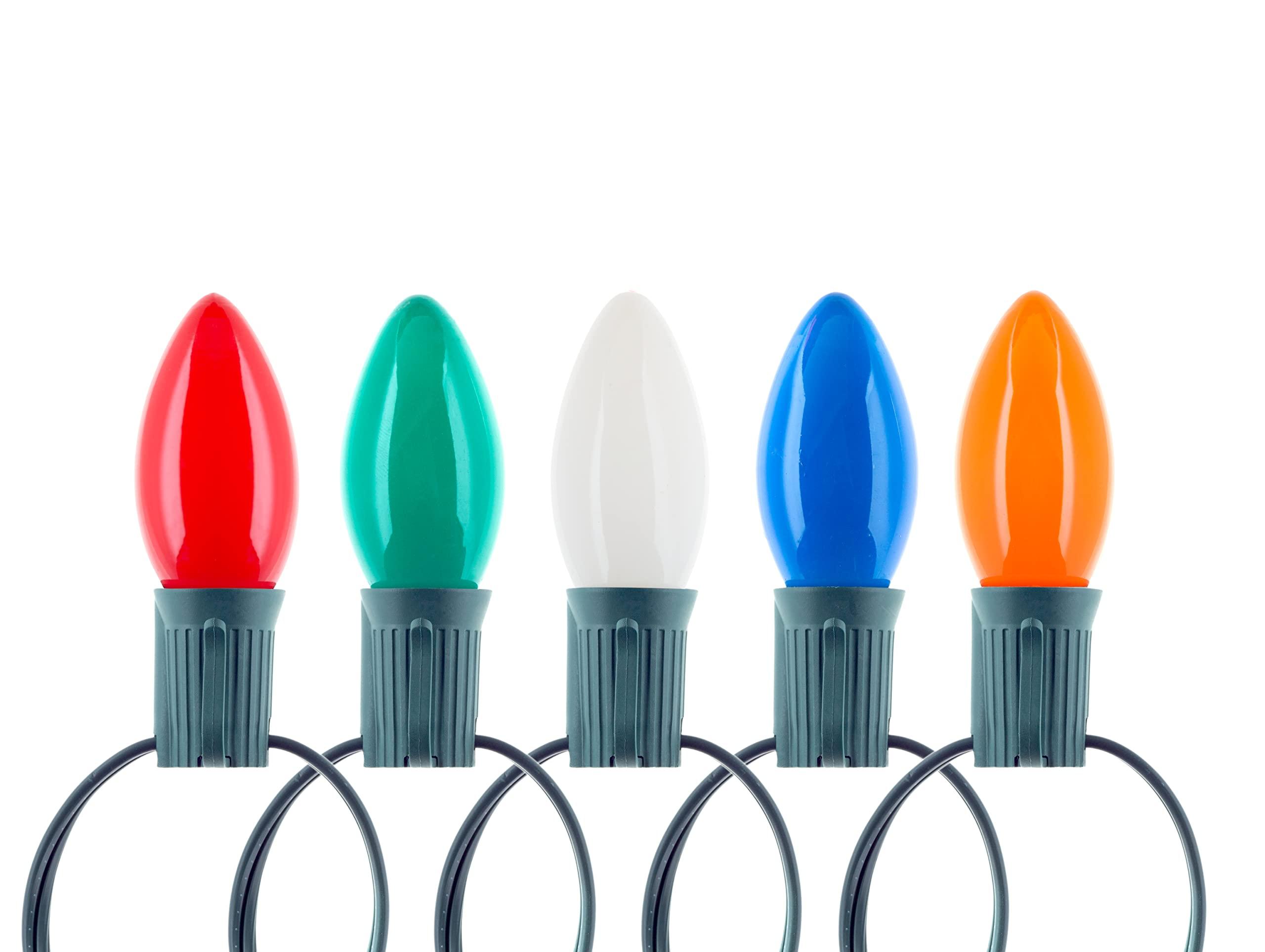 Creative Hobbies Creative Hobbies Box of 25 Light Bulbs, Ceramic Opaque Orange, Steady Burning, 7 Watt Incandescent, C7 Candelabra Base - Great for Christmas Strings and Halloween