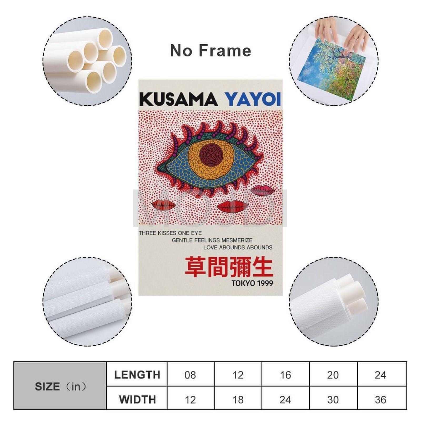 MOJDI MOJDI Yayoi Kusama Three Kisses One Eye Yayoi Kusama Poster Exhibition Postet Poster Yayoi Kusama Art Canvas Painting Wall Art Poster for Bedroom Living Room Decor 24x36inch(60x90cm) Unframe-style