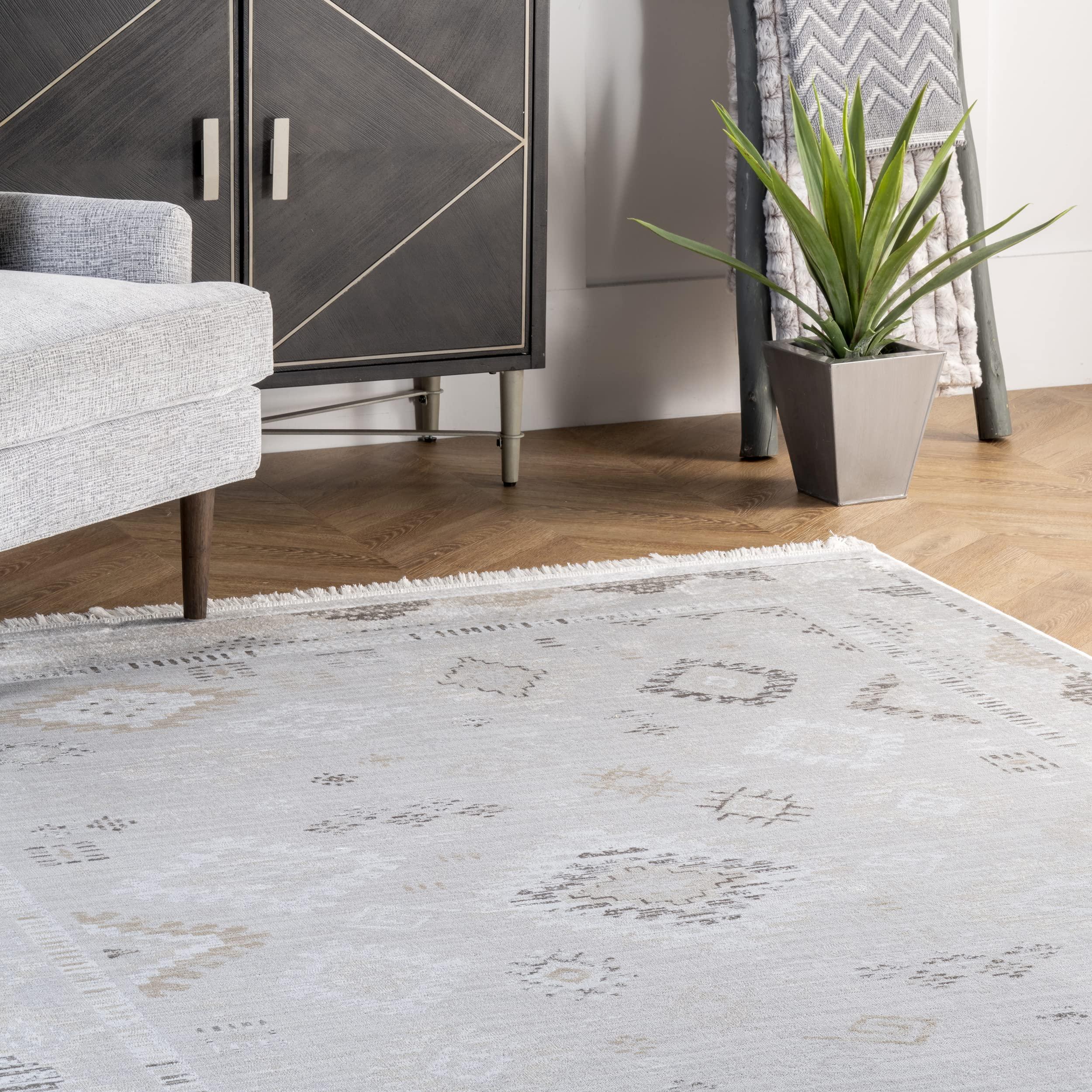 nuLOOM Rugs USA x Arvin Olano Venice Fringed Area Rug, 2x8, Silver