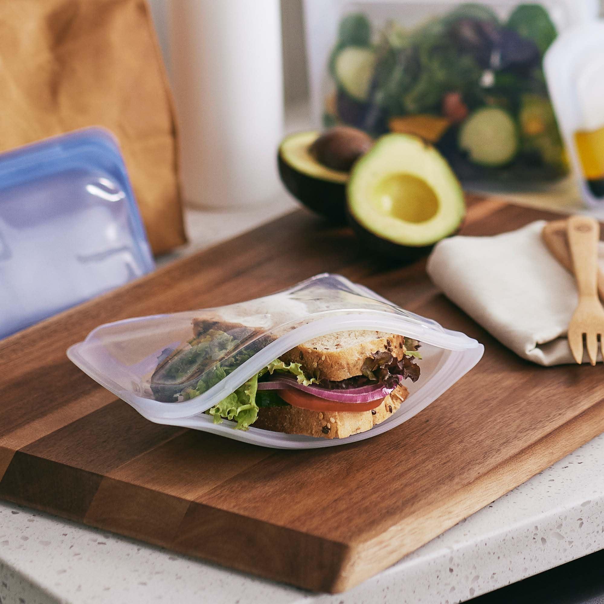 Stasher Stasher Premium Silicone Reusable Food Storage Bags, 2-Pack, Clear , Multi-Use Food Storage Bags, Lunch Bag, Travel Containers , BPA Free, Leak-free, Dishwasher-Safe, Eco-friendly