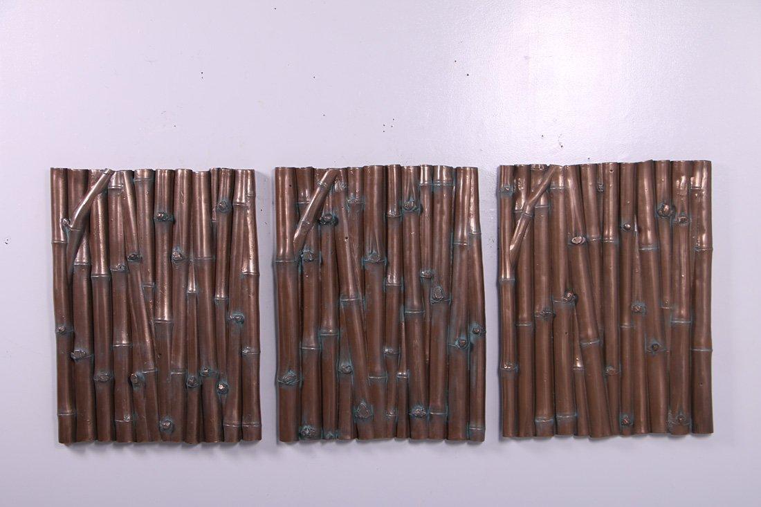 Nautical Tropical Nautical Tropical Imports Set of 3 Bamboo Wall Plaques Verde Bronze Finish