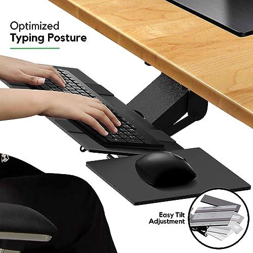 Uncaged Ergonomics KT1 Ergonomic Keyboard Tray Under Desk - Under Desk Keyboard Tray Slide Out with Adjustable Height and Tilt - Easy to Slide and Swivel 360 Degree - Keyboard Drawer with Adjustable Mouse Pad