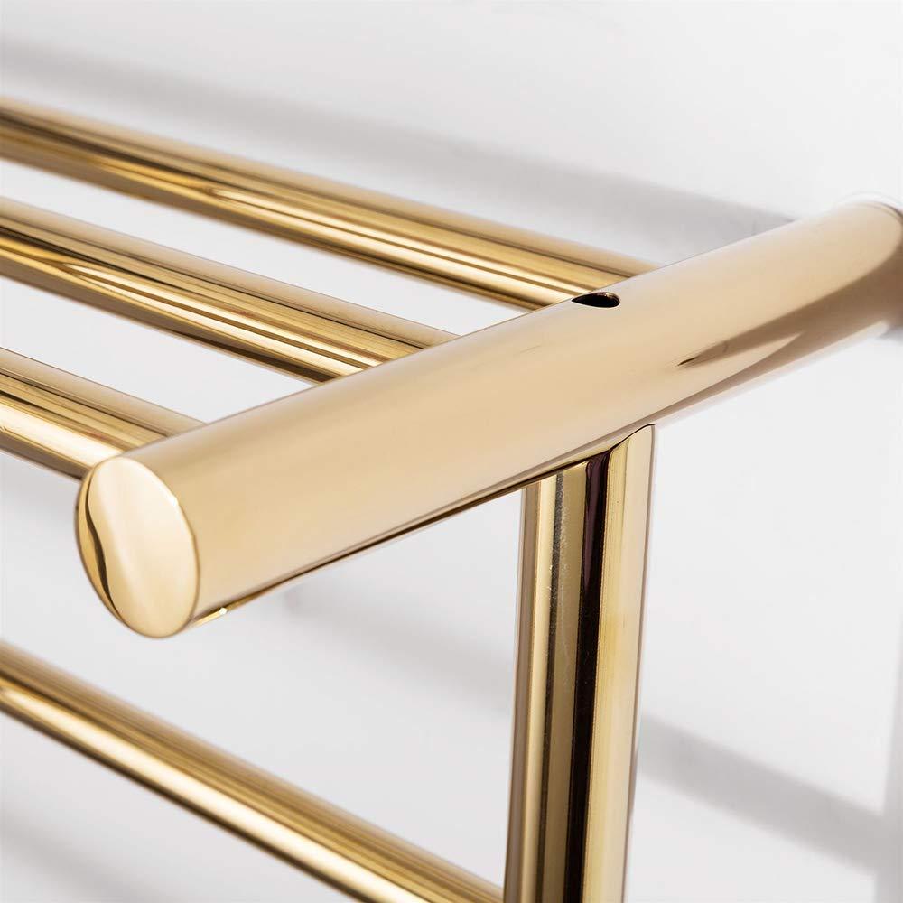 HAPPLiGNLY HAPPLiGNLY Towel Warmer, Stainless Steel Heated Towel Rail Radiator Wall-Mounted Electric Towel Rack with Shelf, for Bathroom, Gold, 3 Bars,Hardwire (HardWire)