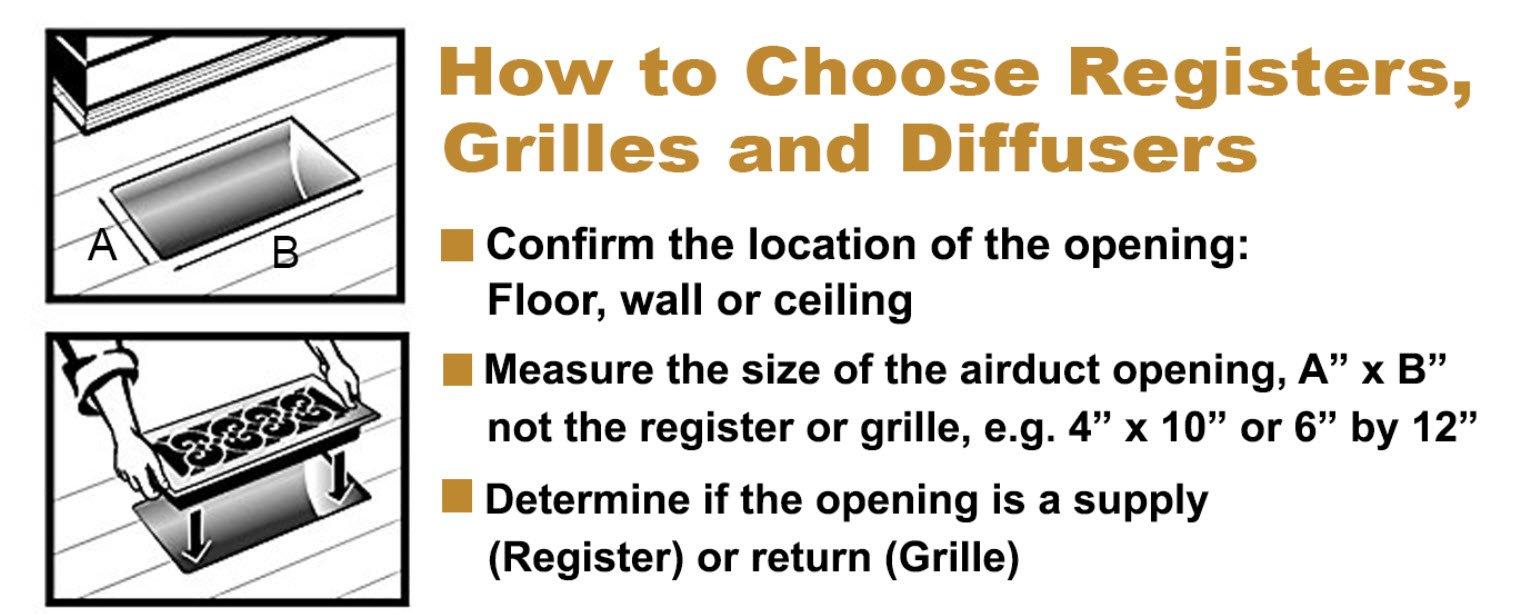 Decor Grates Decor Grates AJH412-NKL Oriental Floor Register, 4x12 Inches, Brushed Nickel