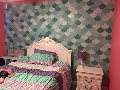 Royal Design Studio Stencils Royal Design Studio Stencils Large Moroccan Scallops Wall Stencil with Modern Fish Scales Wallpaper Look
