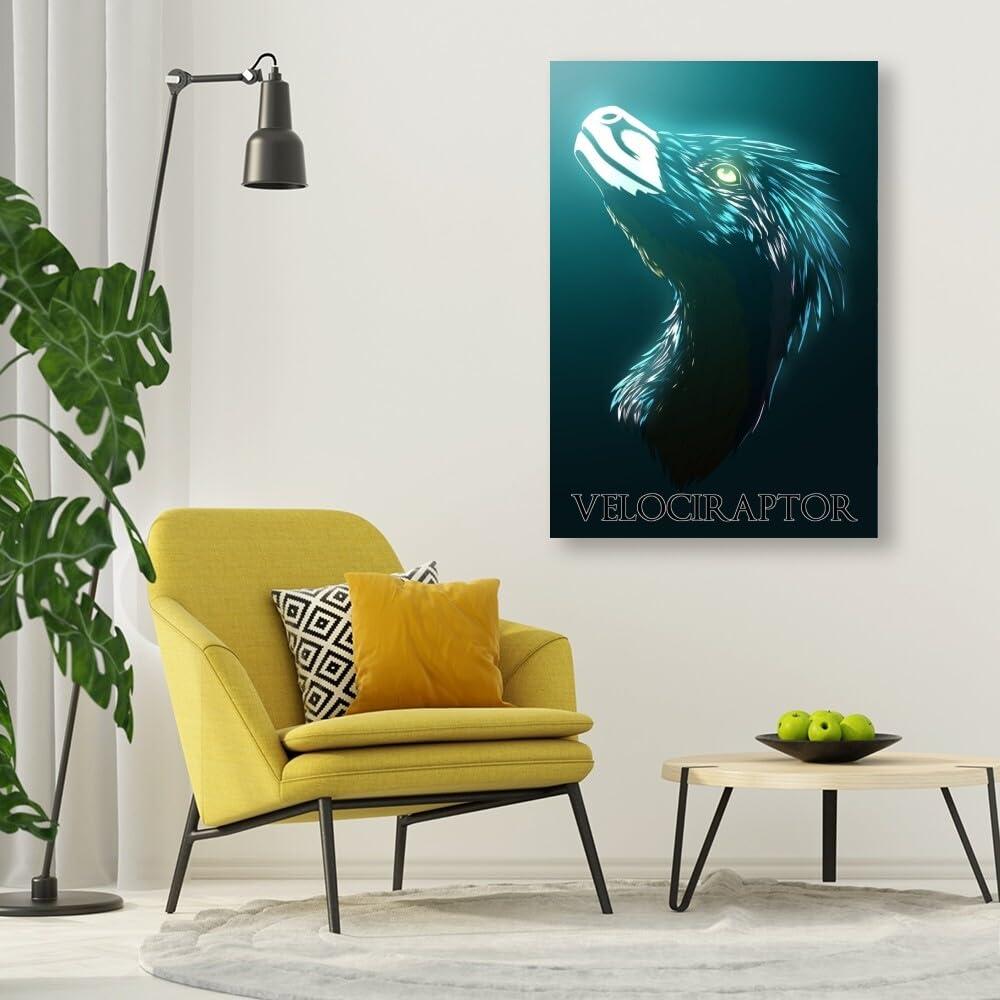 MLabyrinth MLabyrinth Velociraptor Dinosaur Poster Educational Art Species Name posters Dinosaur Wall Decor Canvas Print Kids Boys Nursery Bedroom Decorations-20x30inch- Unframed