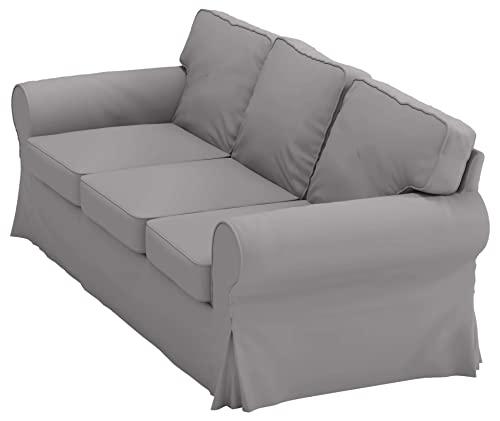Custom Slipcover Replacement Heavy Cotton Ektorp 3 Seat Sofa Cotton Cover Replacement Compatible with IKEA Ektorp Three Seat Sofa Slipcover (Light Gray Durable Cotton)