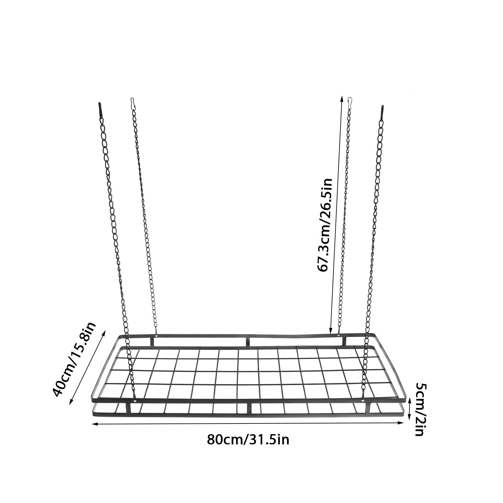 RABEEXP RABEEXP Ceiling Pot Rack with 12 Hooks - 31.5x15.7x1.97 Inch Multi-Purpose Organizer for Home, Restaurant, Kitchen Cookware Organization