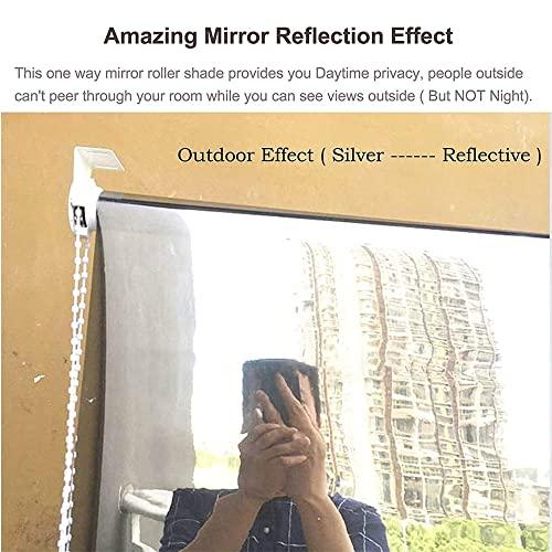 WAHHWF Reflective Window Roller Shade One Way Mirror, Sun Blocking Anti-UV Heat Reducing Roll Up Blinds for Home/Office, 33.4 37.4 41.3 45.2 49.2 53 57 61 inch Wide (Size : 115cmx260cm(45.2"x102.3"))