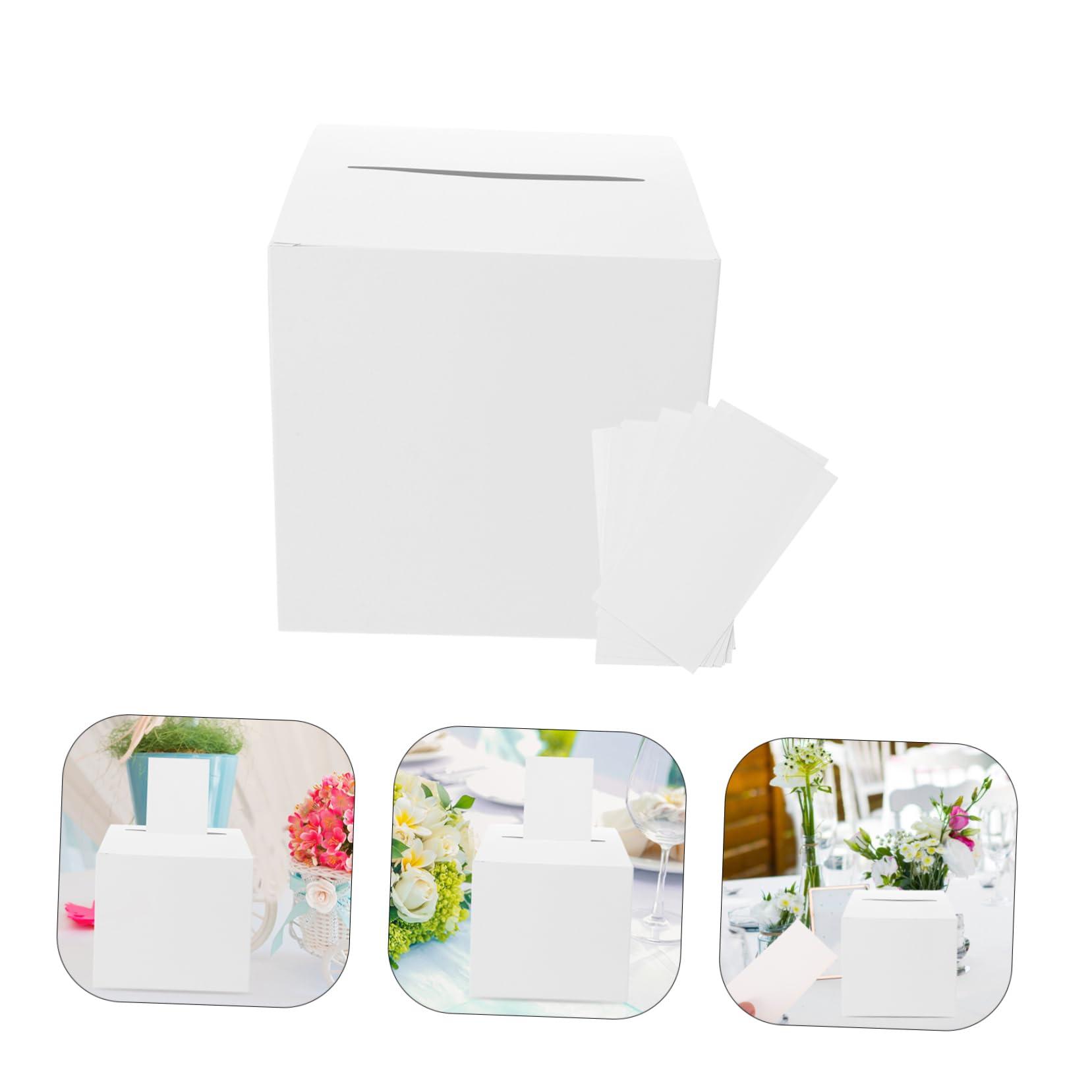 OKUMEYR OKUMEYR 4 Sets Raffle Ticket Card Box Wedding Wishing Well Bridal Card Holder Ballot Boxes Anniversary Cards Container Greeting Cards Container Business Card Holder Paper White