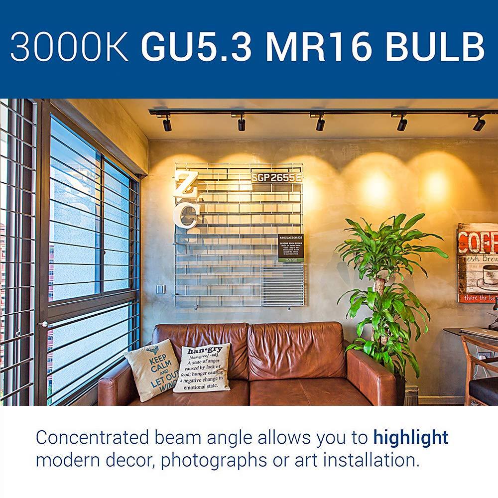 SANSUN SANSUN 5W MR16 LED Landscape Light Bulbs, Low Voltage 12V Outdoor Landscape Spotlight and Indoor Track Light, GU5.3 Bi-Pin Base, Soft White 3000K, Non-Dimmable, (Pack of 4)