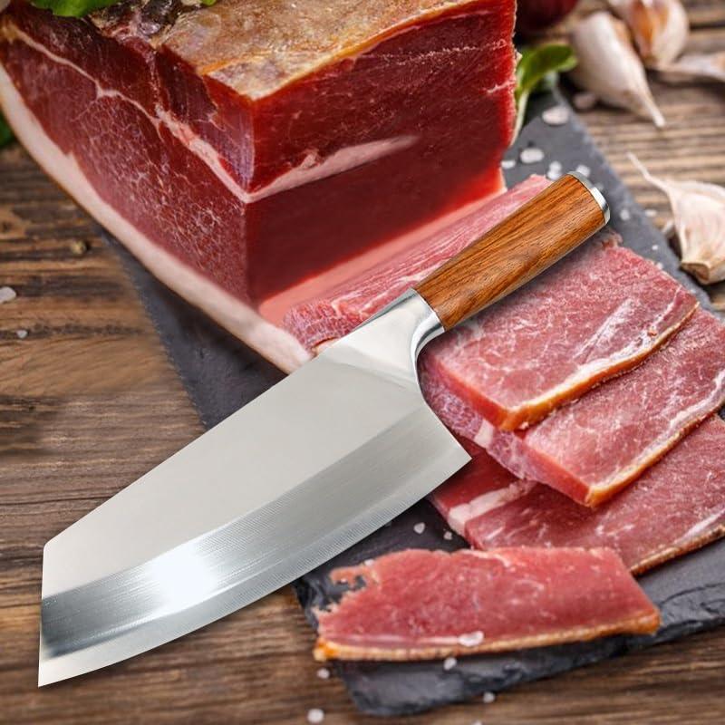 toothgeneric Meat Cleaver,Cleaver Knife 8\" Kitchen Knife Stainless Steel Chinese Chef Knife for Meat Bone Fish Fruit Vegetables Butcher Knife Slicing Cleaver Knife