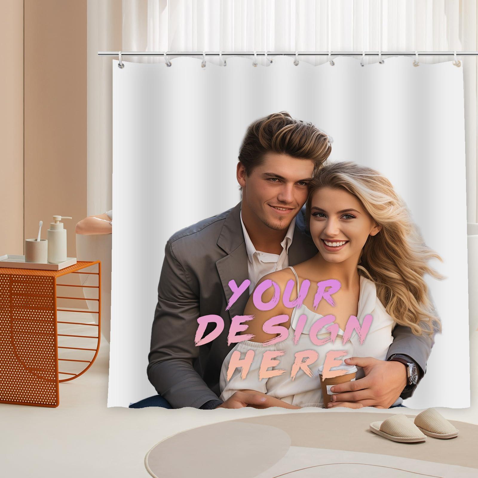 KAPTOY KAPTOY Custom Shower Curtain,Personalized Shower Curtain with Picture Text Logo, Custom Photo Shower Curtain with 12 Hooks,Custom Shower Curtains for Bathroom (60x79 in)