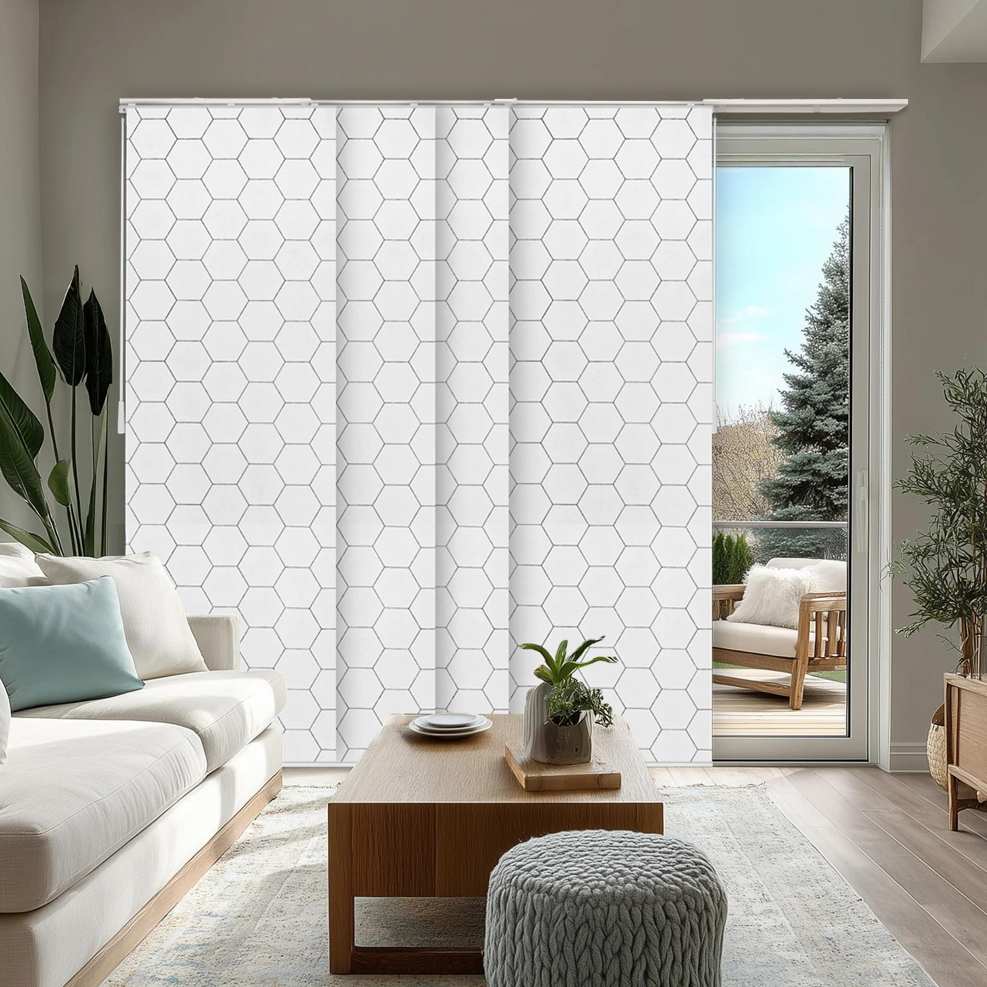 CHICOLOGY CHICOLOGY Sliding Door Blinds, Blinds for Sliding Glass Doors, Sliding Glass Door Blinds, Vertical Blinds for Patio Doors, Room Divider, Hexagon, W:46-86 x H: 0-96 inch