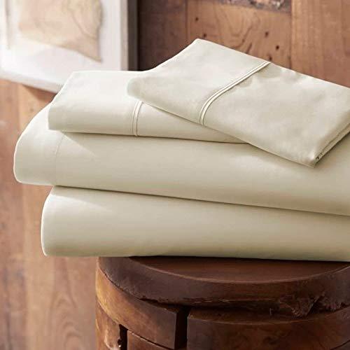 Crown Bedding Crown Bedding Full XL Size Sheet Set Ivory Solid 4 Piece Sheet Set-Luxurious Hotel Bed Sheet-19 Extra Deep Pocket -100% Egyptian Cotton-Easy Fit-Breathable & Cooling Sheets(Full XL/Ivory)