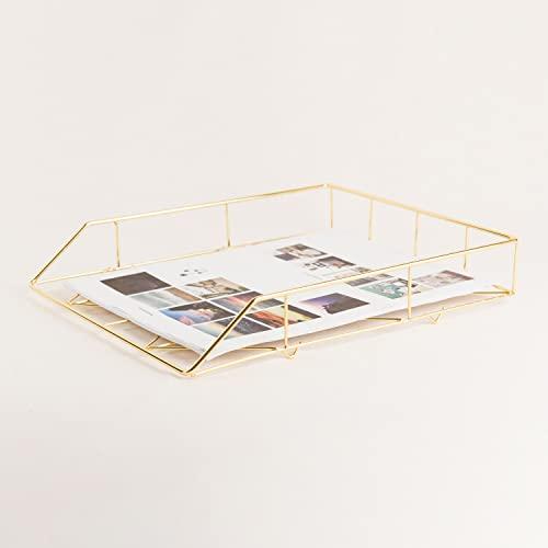 U Brands U Brands Desktop Letter Tray, Wire Metal, Gold