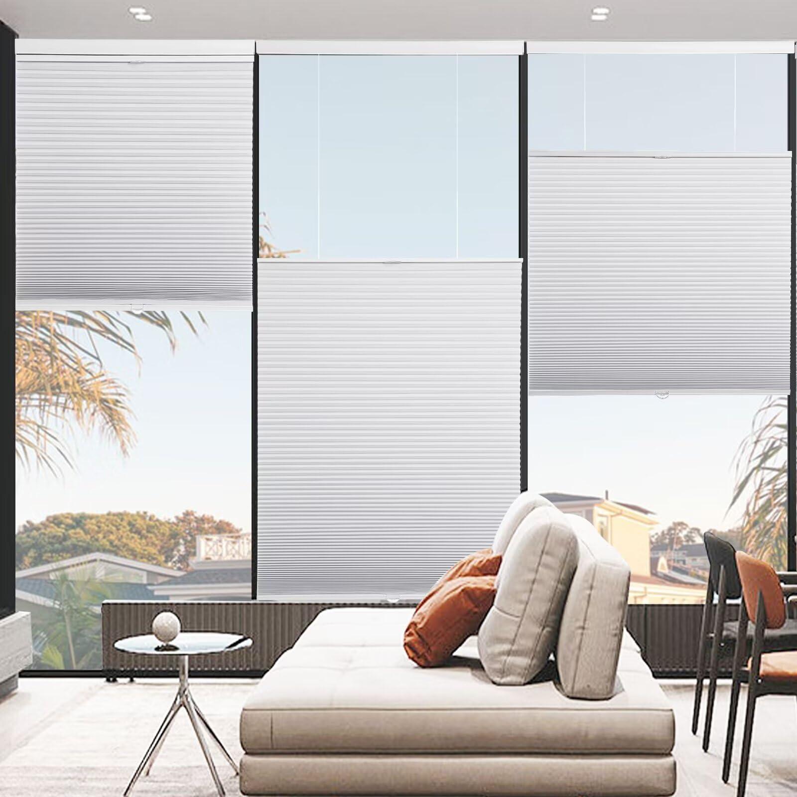 MYshade MYshade Custom Top Down Bottom Up Cellular Shades Blackout Up Down Window Blind Cordless Cellular Blinds & Shades Easy to Install 20" W x 56" H White