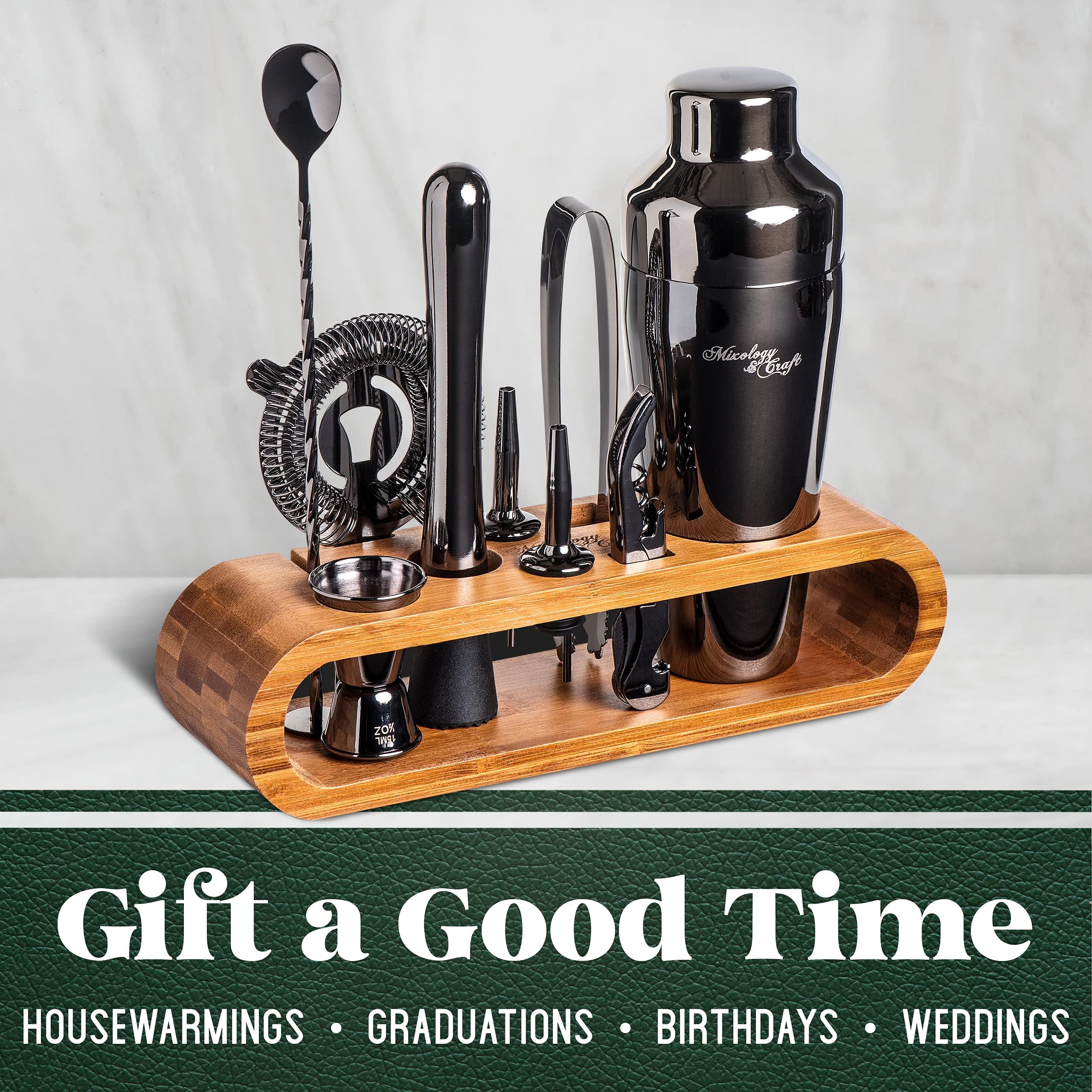 Mixology & Craft Mixology & Craft Bartender Kit: 10-Piece Bar Tool Set with Bamboo Stand | Perfect Home Bartending Kit and Martini Cocktail Shaker Set Great Drink Mixing Experience | Fun Housewarming Gift (Gun-Metal)