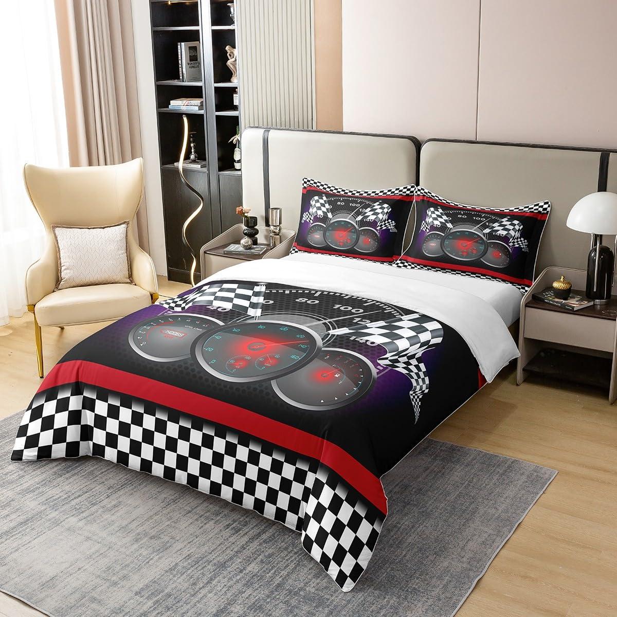 Castle Fairy Castle Fairy Full Size Duvet Cover Set Racing Car Theme Comforter Cover Set 100% Pure Cotton Extreme Sports Duvet Cover Set Black White Checkered Flag Bedding Set 3 Pcs(No Comforter)
