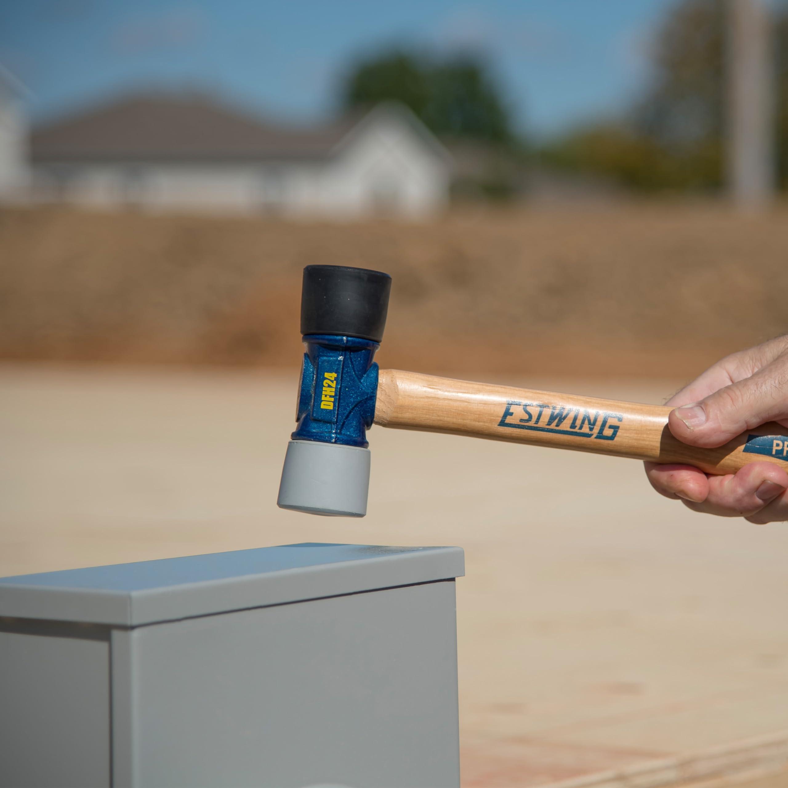 Estwing ESTWING Rubber Mallet - 24 oz Double-Face Hammer with Soft/Hard Tips & Hickory Wood Handle - DFH24