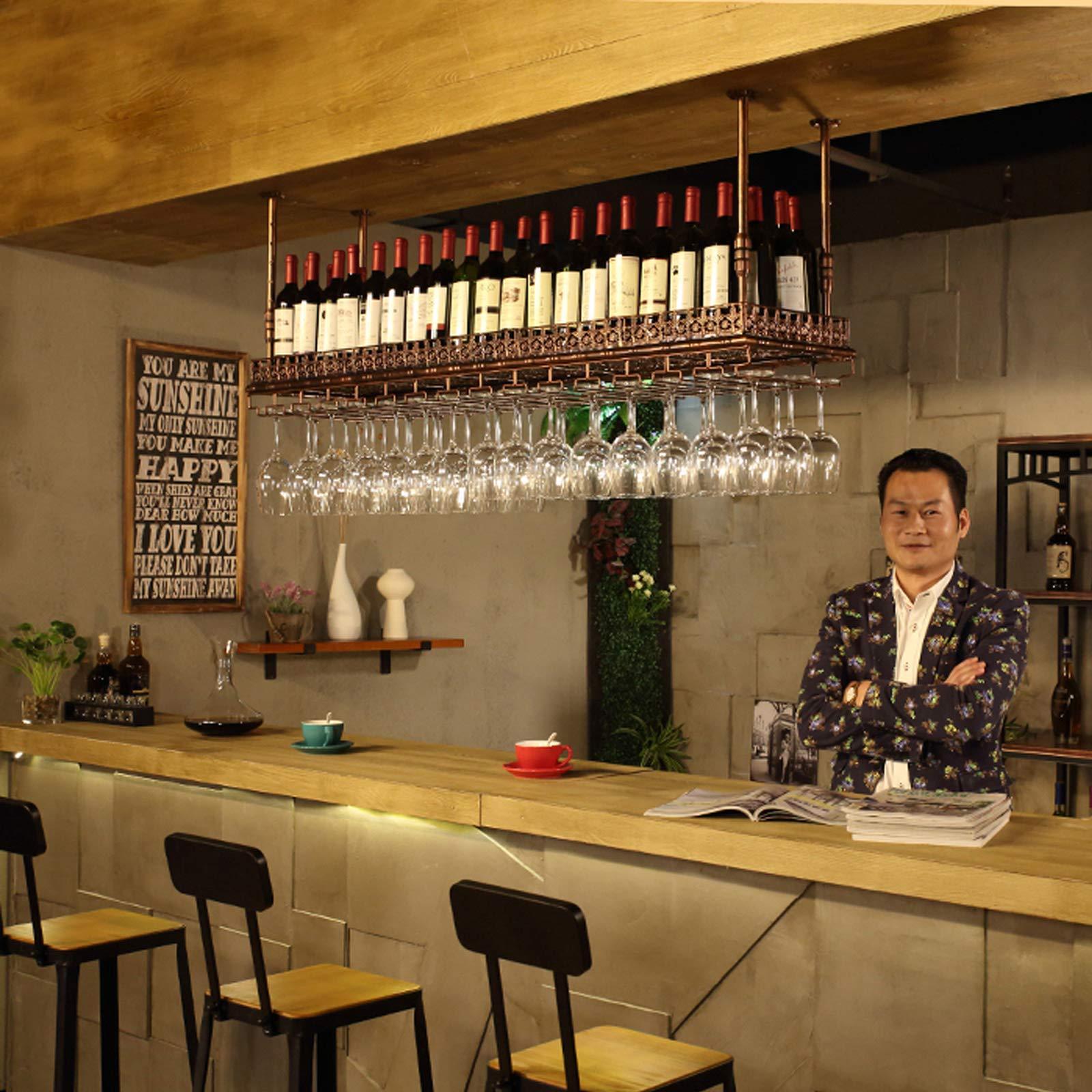 AZMANI AZMANI Wine Racks Adjustable Height Industrial Wall Mounted Glass Rack Metal Iron Hanging Wine Glass Holder,White,60x35cm