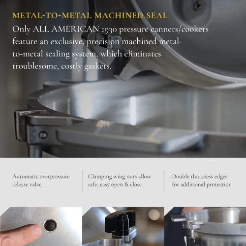 All American All American 1930 - 10.5qt Pressure Cooker/Canner (The 910) - Exclusive Metal-to-Metal Sealing System - Easy to Open & Close - Suitable for Gas, Electric, or Flat Top Stoves - Made in the USA