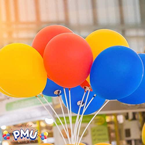 PMU PMU Balloon Maxi Sticks 24 Inch White with Clear Maxi Cups Premium Latex/Mylar Balloon Holder for Air-Filled Balloons 50/50, Pkg/50 Sets