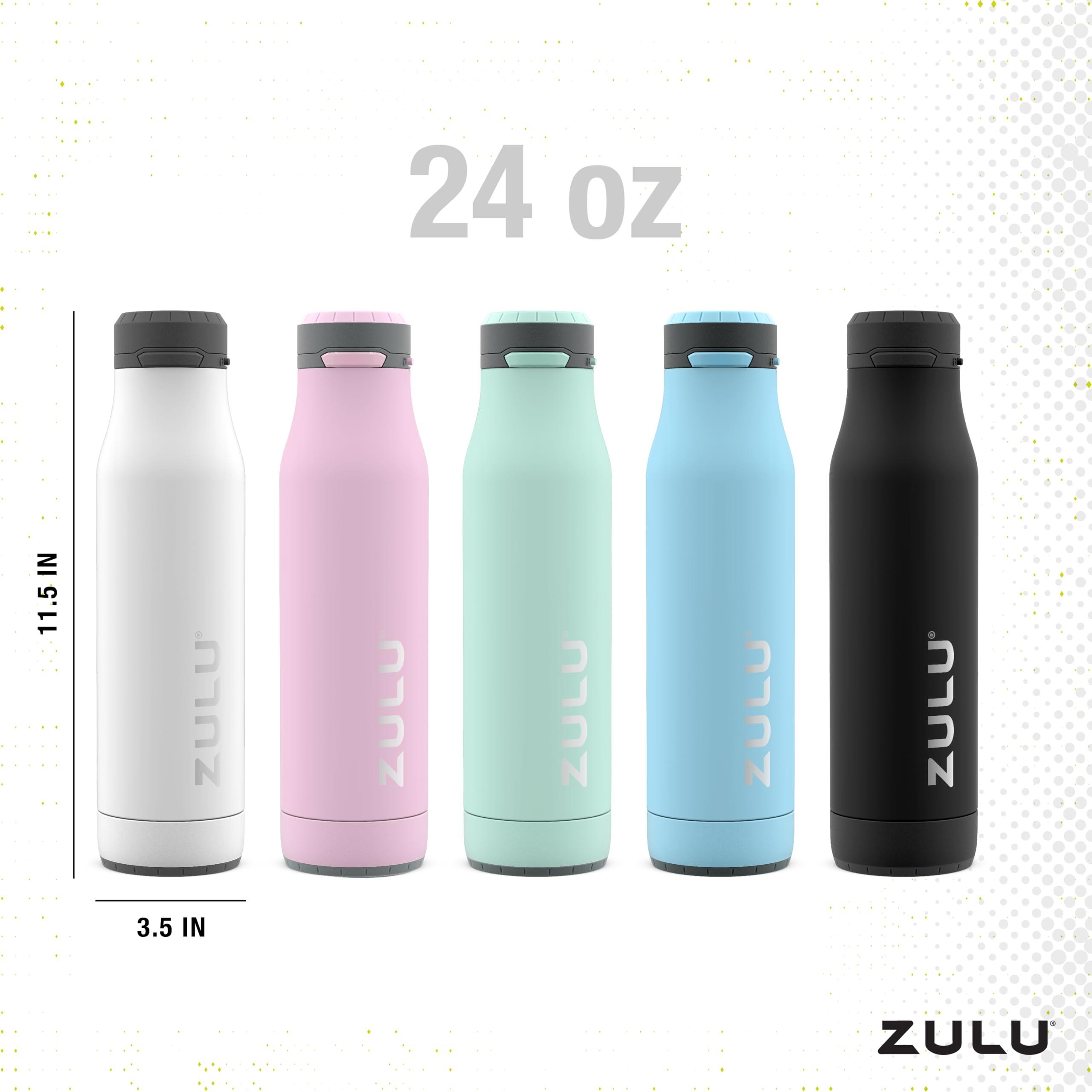 ZULU Zulu Ace 24oz Vacuum Insulated Stainless Steel Water Bottle with Chug Spout | Leak-Proof Locking Lid and Removable Base |Reusable Bottle for Cycling Sports Gym Travel Bicycle Bottle Cage | Black