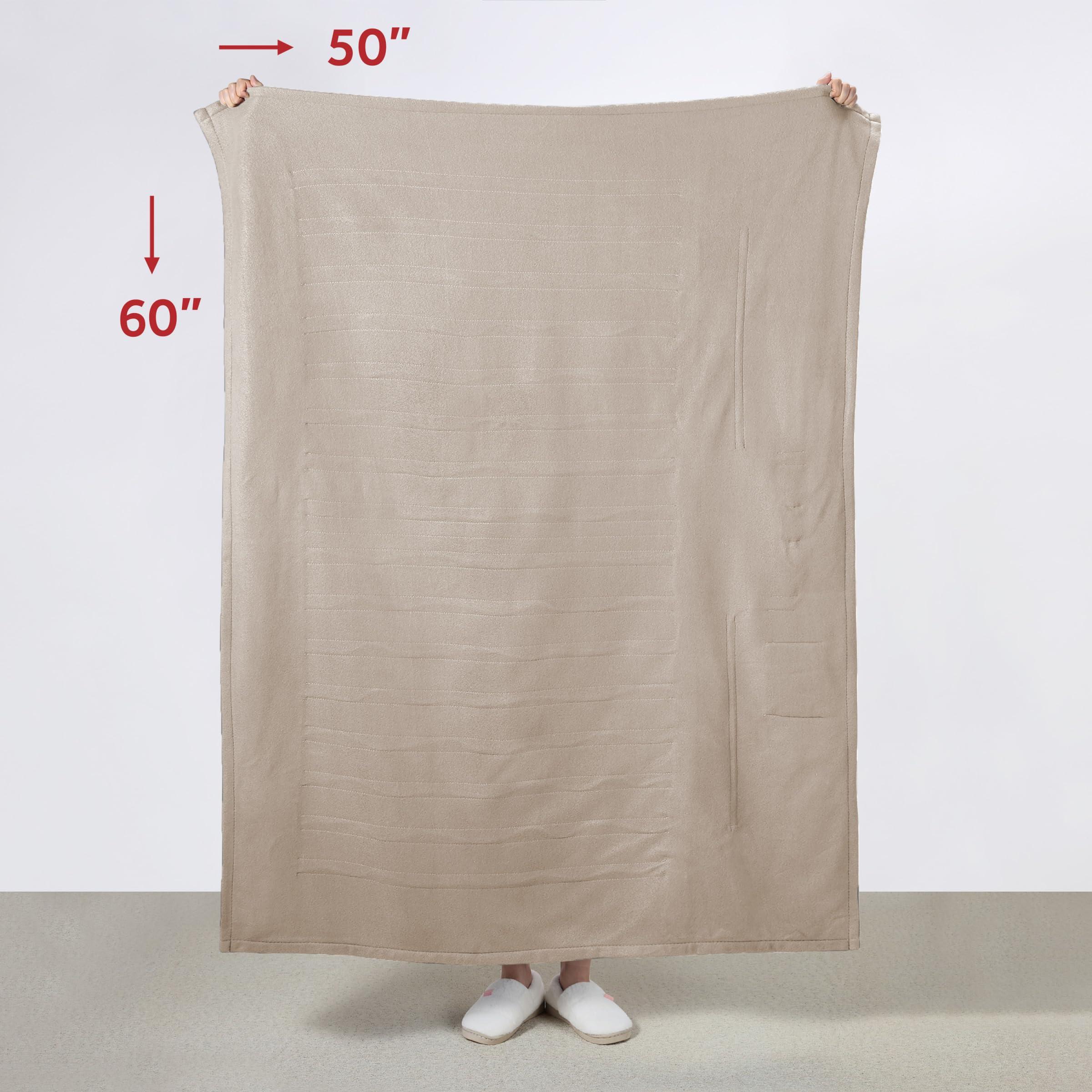 Sunbeam Sunbeam Electric Throw Royal Luxe Microplush Heated Blanket, 4 Heat Settings, 4-Hour Auto Shut-Off, Fast Heating, Warm and Cozy, Peyote Color, 50\" x 60\"