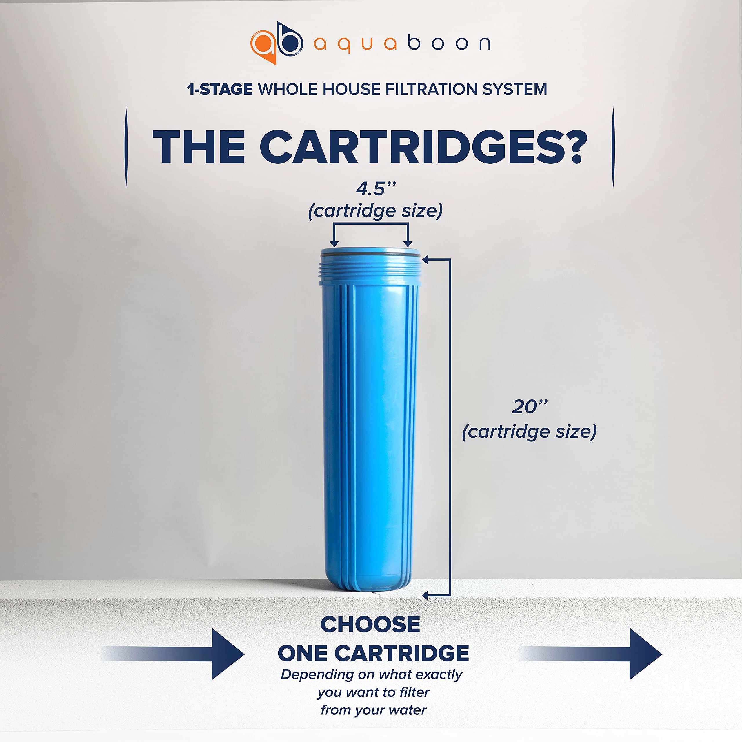 Aquaboon Aquaboon Whole House Water Filter Housing | 20x4.5 Water Filter System | NSF Certified Water Filter Canister w/ Gauge & Release, Wrench, Bracket 1\"NPT