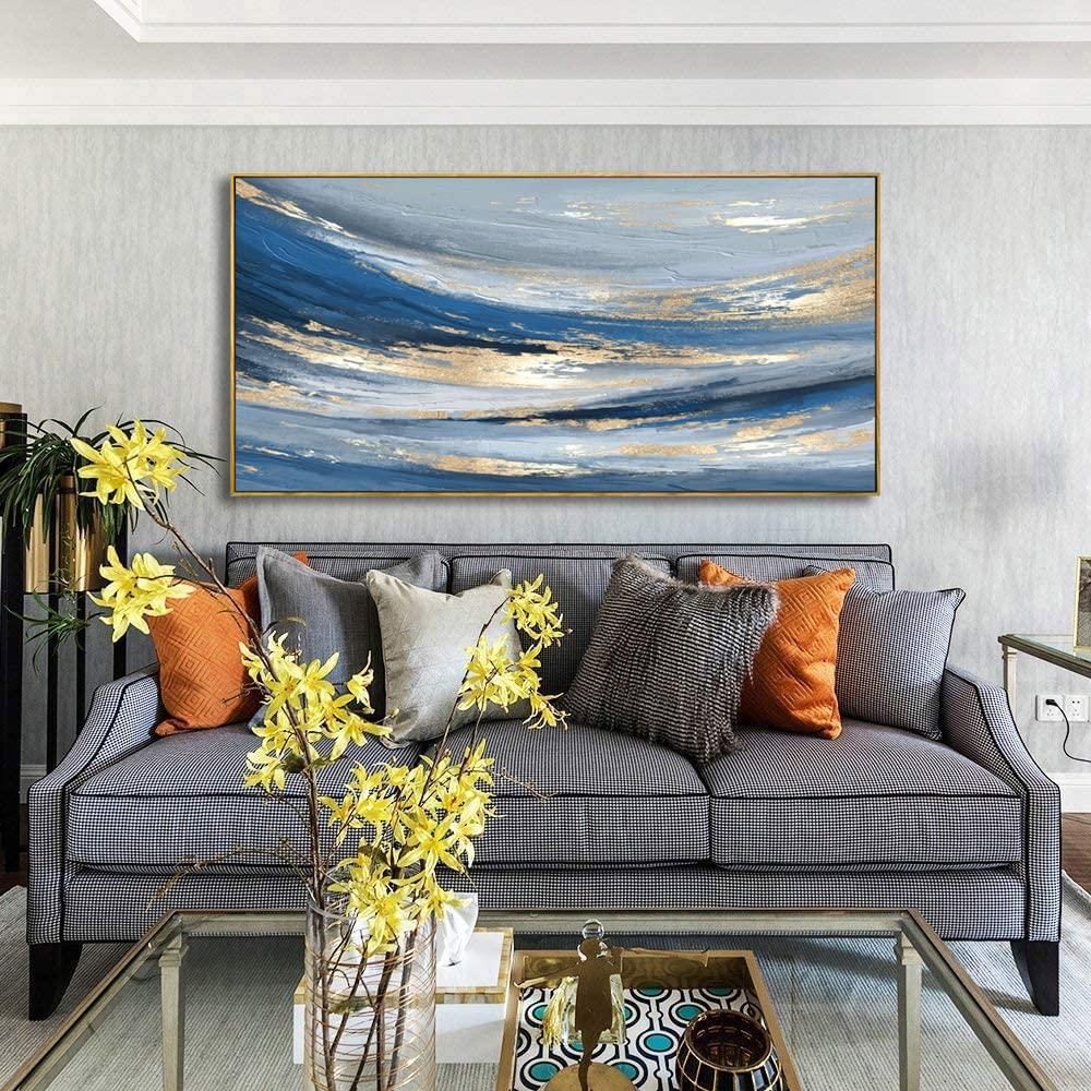 vgrozirh Abstract Wall Art Canvas Paintings Blue Fantasy Modern Large Framed Artwork Decor for Living Room Bedroom Office Painting Home Decor 20\"x40\"