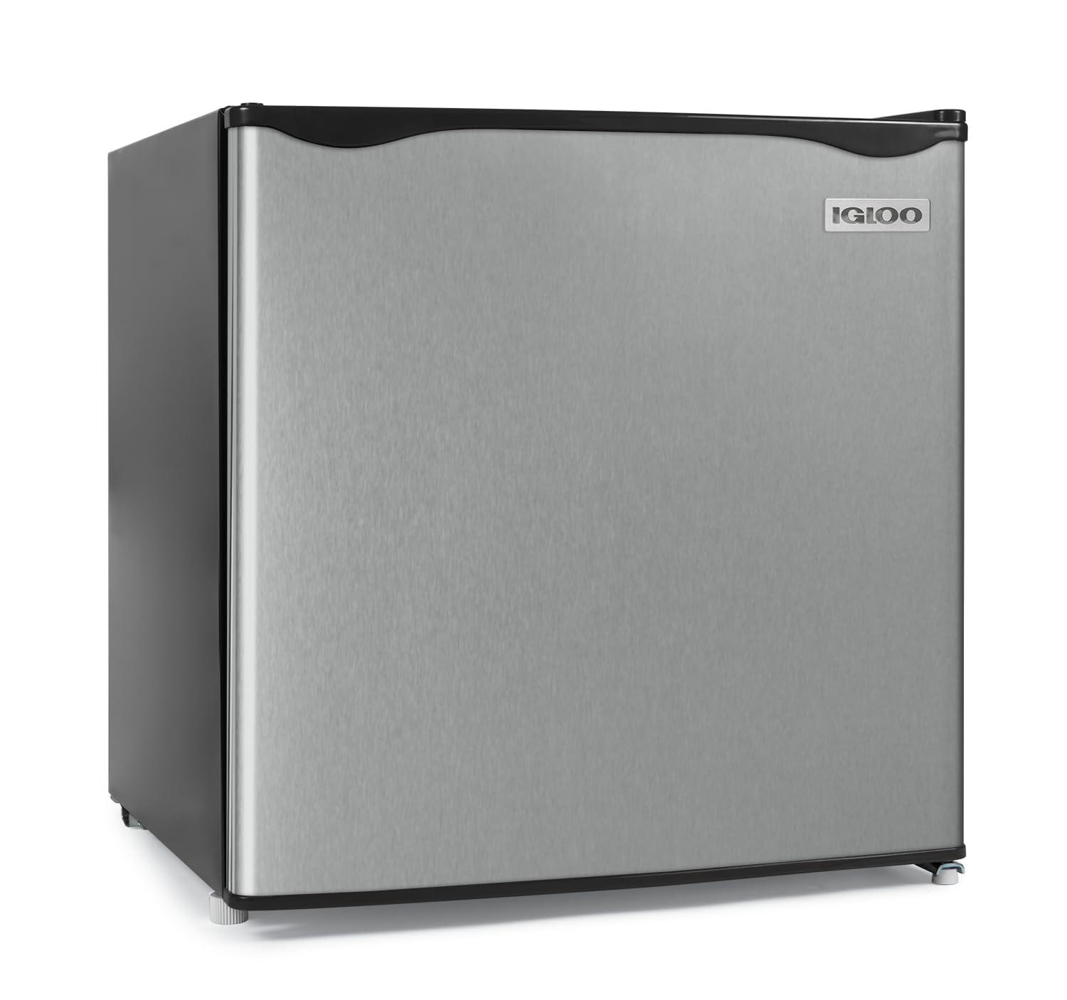 Igloo Igloo 1.6 Cu.Ft. Compact Refrigerator, Adjustable Thermostat, Glass Shelves, Includes Scraper, Ice Cube Freezer Drip Tray, Platinum