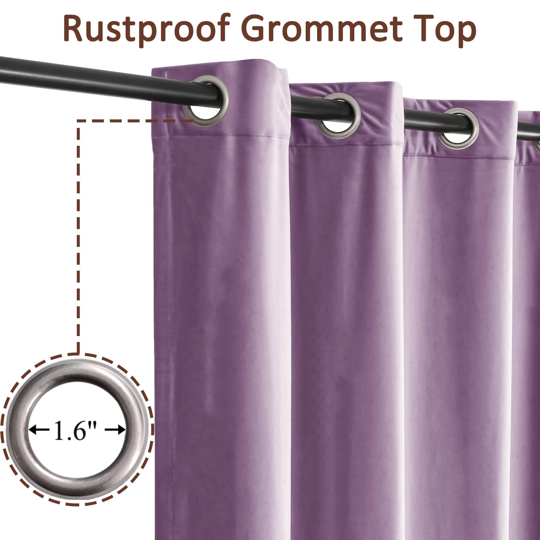 Fcosie Fcosie Extra Long Grommet Curtains - Custom Made Soft Velvet Drapes 10 to 24 feet Length - Room Darkening Window Panels in Violet - High Curtains for Living Room, 100" Wide by 204" Long, 1 Panel