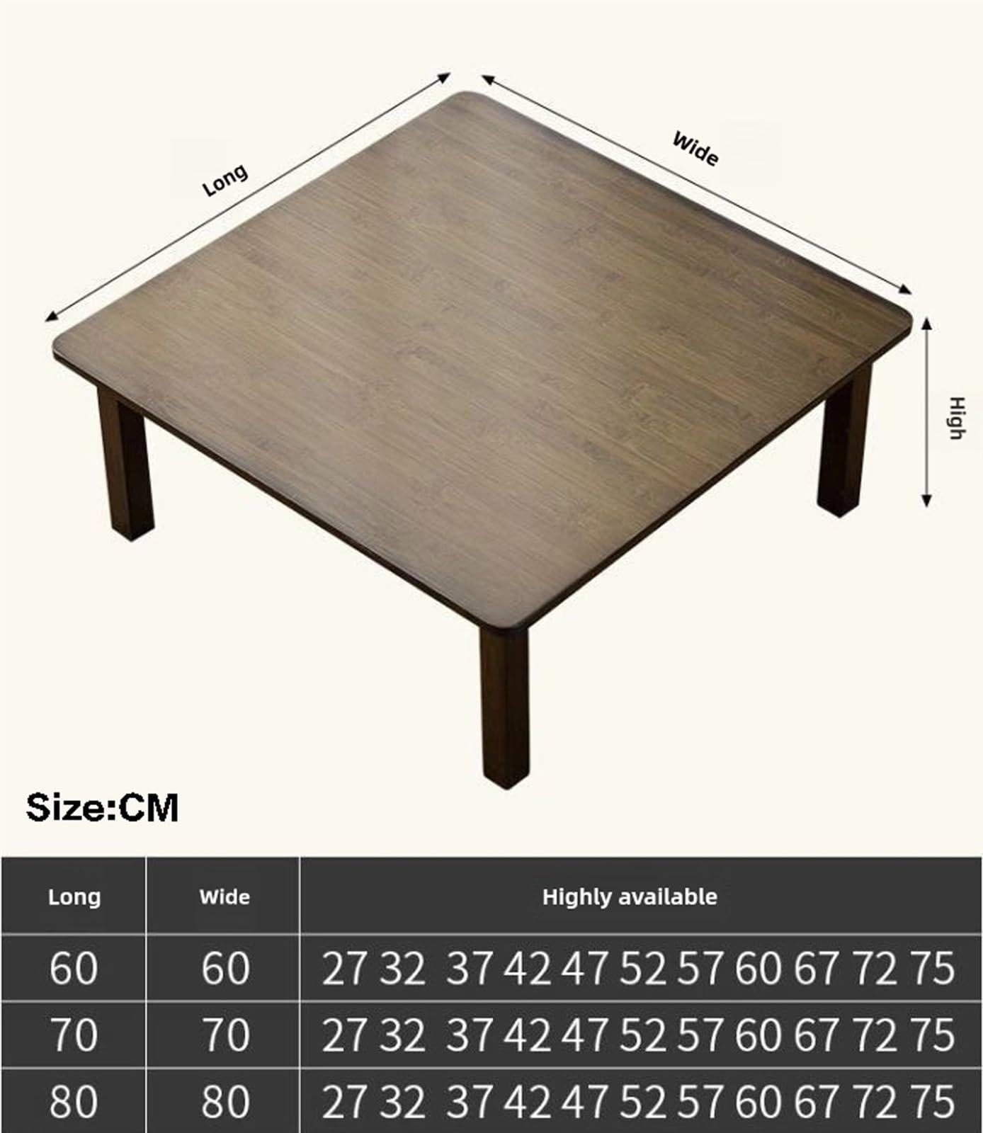Obriskus Obriskus Small Coffee Table, Square Japanese Floor Table, Short Table Low Table for Sitting on The Floor Small Desk Floor Table for Dining, Drawing, Reading and Writing(24\" D x 24\" W x 12.6\" H)